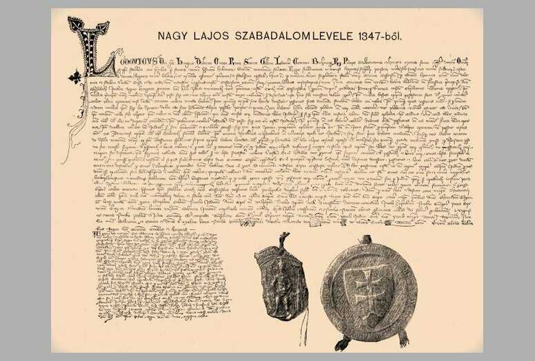 Nagy Lajos szabadalomlevele 1347-bl